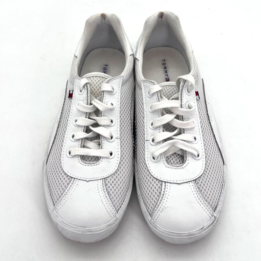 Tommy Hilfiger White Mesh & Leather Lace-Up Sneakers Womens Shoes Size 8M - Picture 4 of 14
